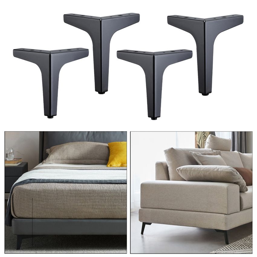 Metal Furniture Legs Sofa Loveseat Chair Sectional - Set Of 4 Black