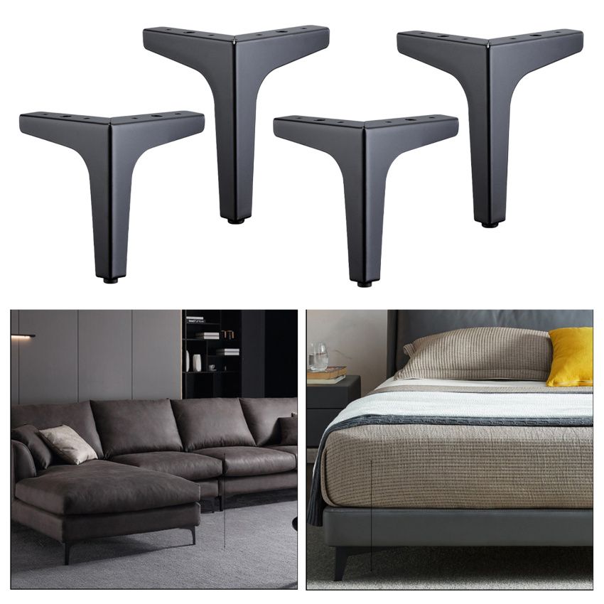 Metal Furniture Legs Sofa Loveseat Chair Sectional - Set Of 4 Black