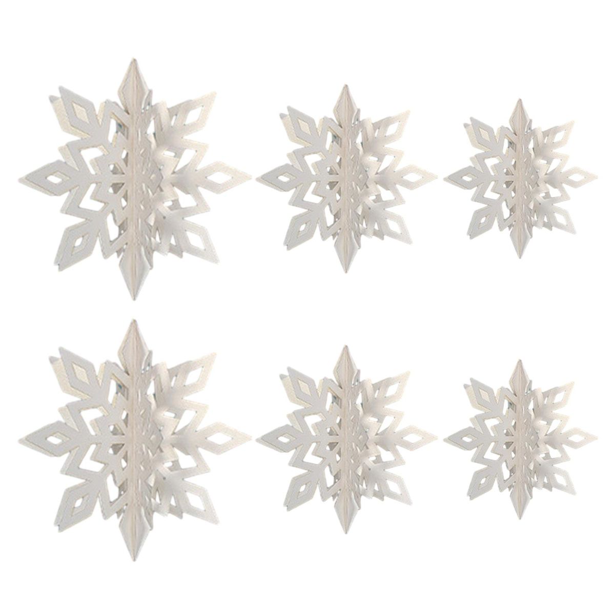 6Pcs Snowflake Pendant Freeze Birthday Party Decoration White