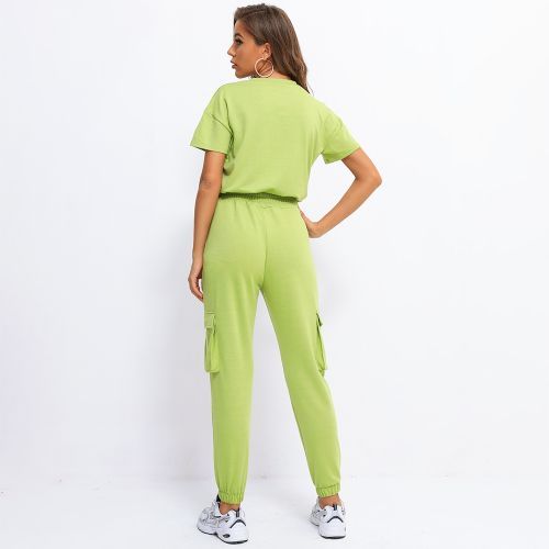 Green Sportswear Set Mid-length Top And Trouser Set