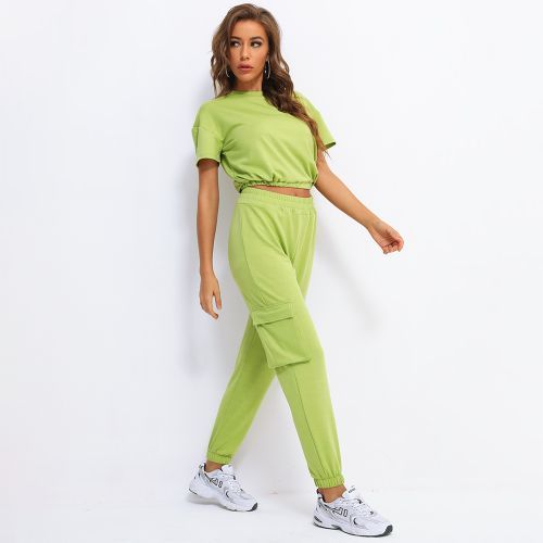 Green Sportswear Set Mid-length Top And Trouser Set