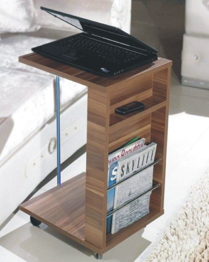 Mobile Sofa Side Table Laptop Mini Desk With Brake Wheels