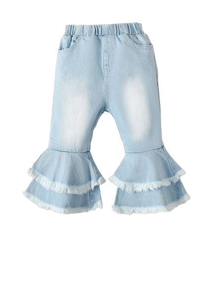 0-3 Years Toddler Baby Girl Pants Solid Bell-bottoms Jeans