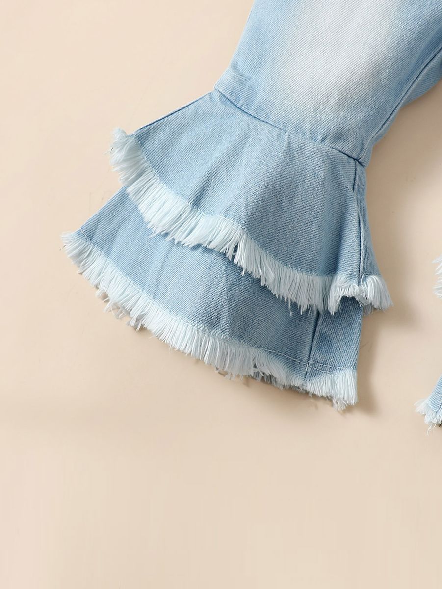 0-3 Years Toddler Baby Girl Pants Solid Bell-bottoms Jeans