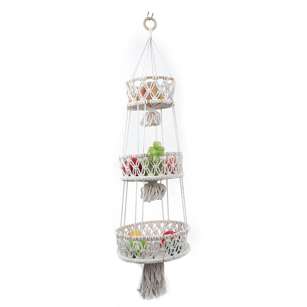 3 Tier Hanging Basket Macrame Fruit Storage Container