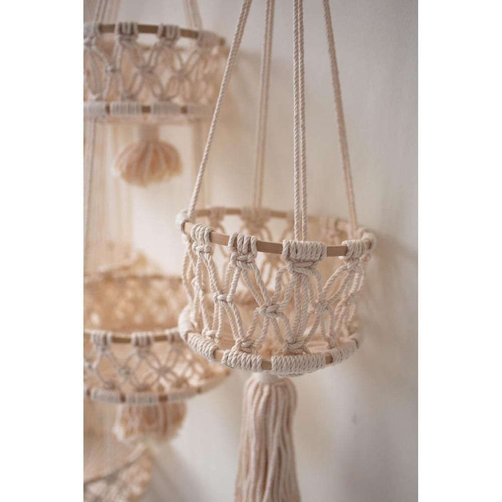 3 Tier Hanging Basket Macrame Fruit Storage Container
