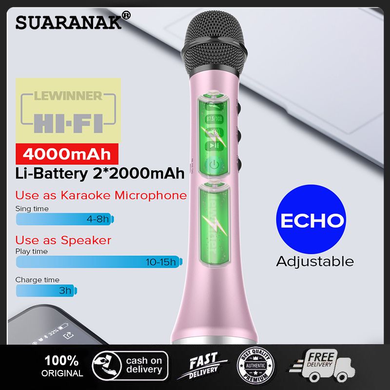 Lewinner L-698 Wireless Karaoke Bluetooth Microphone 2 In 1