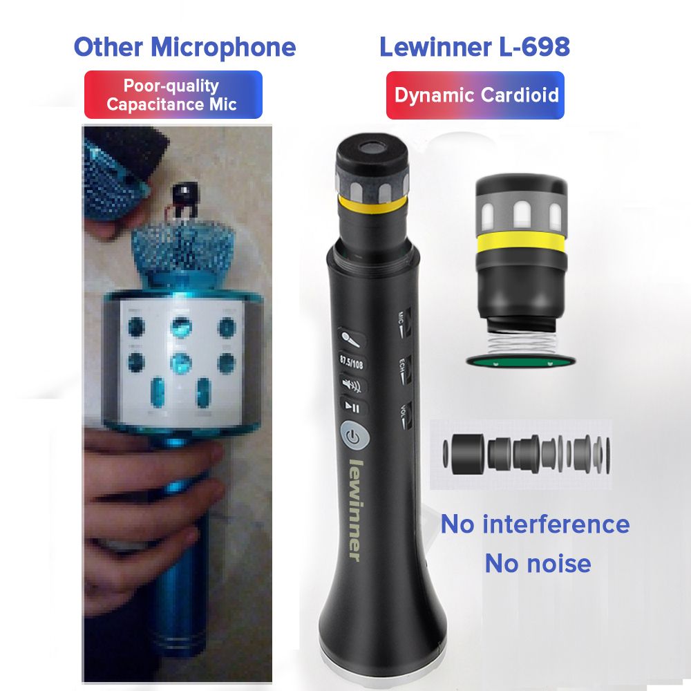 Lewinner L-698 Wireless Karaoke Bluetooth Microphone 2 In 1