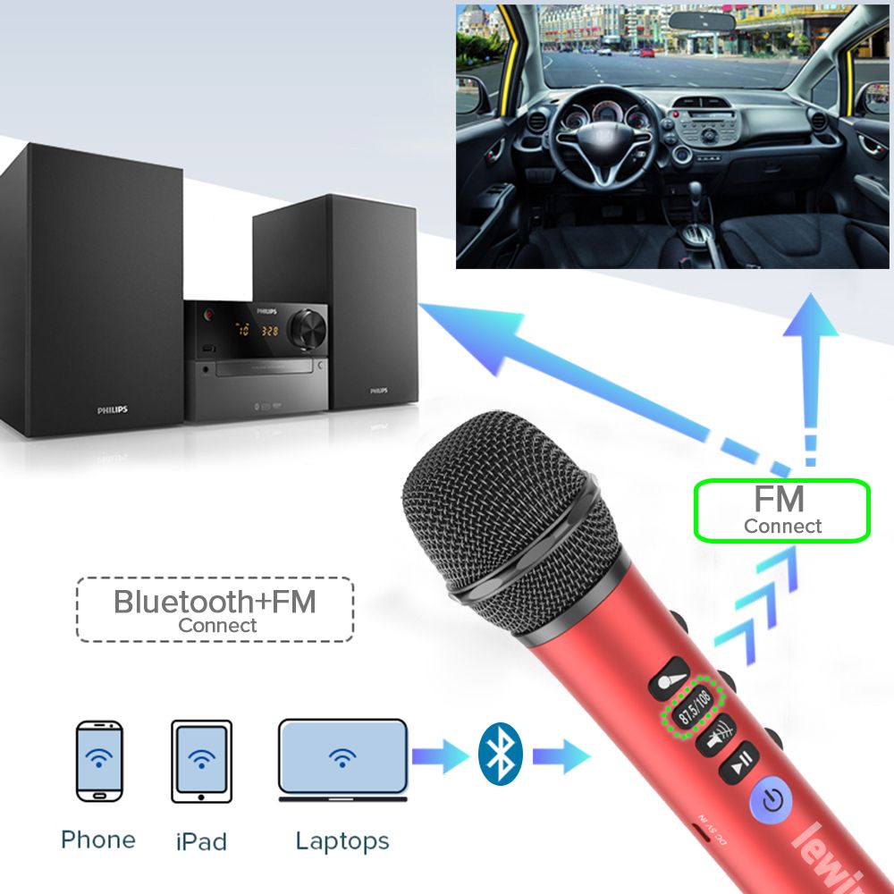 Lewinner L-698 Wireless Karaoke Bluetooth Microphone 2 In 1