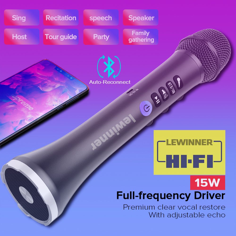 Lewinner L-698 Wireless Karaoke Bluetooth Microphone 2 In 1