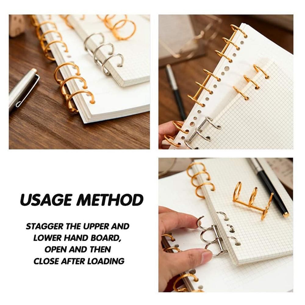 20Pcs 3 Ring Gold Book Rings Leaf Binders Office Book Rings