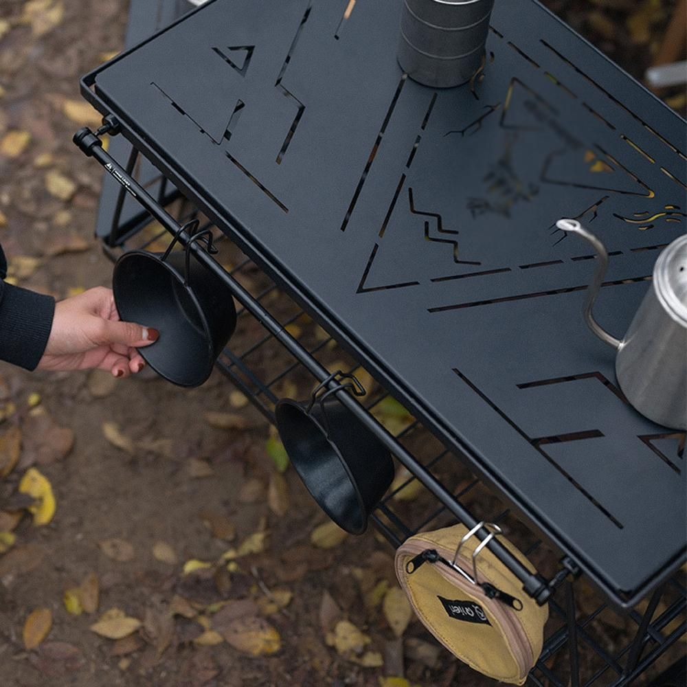 Outdoor Camping Picnic Cups Bowls Hanger Rod Portable Aluminum Alloy Storage Hangers Rod Multifunctional Foldable Table Side Magnetic Rod