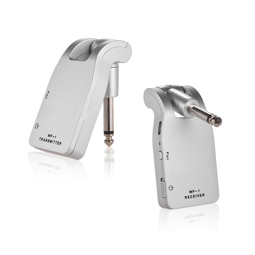 2.4G Wireless Guitar System Transmitter & Receiver Built-in Rechargeable Lithium Battery 30M Transmission Range for Electric Guitar Bass