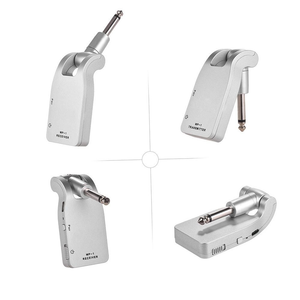 2.4G Wireless Guitar System Transmitter & Receiver Built-in Rechargeable Lithium Battery 30M Transmission Range for Electric Guitar Bass