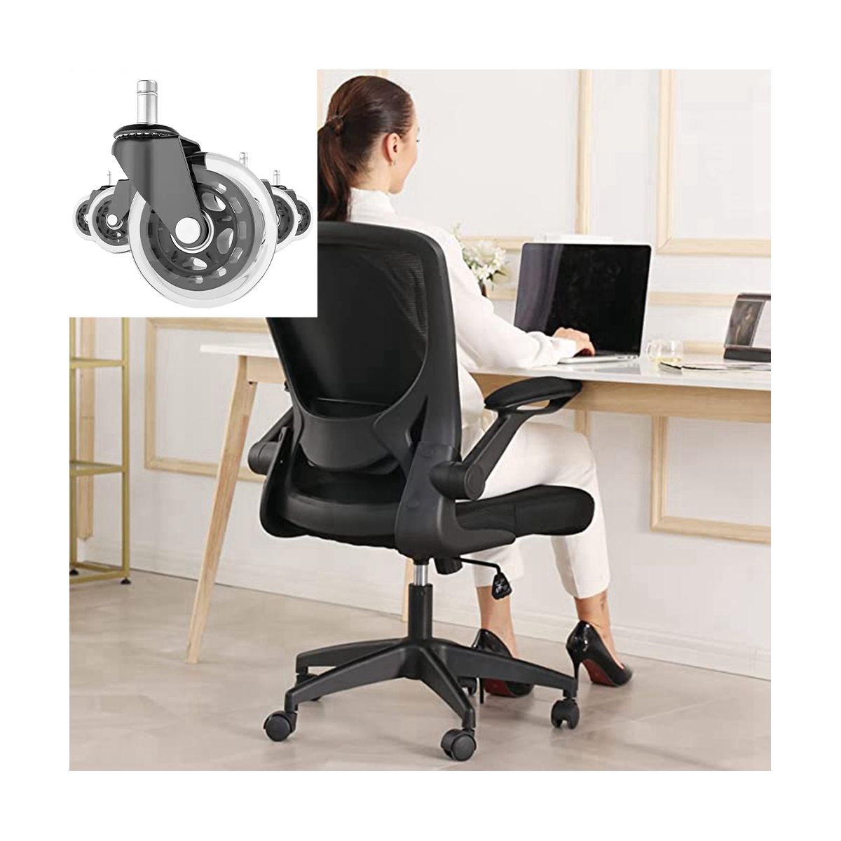 Office Chair Wheels Replacement Rubber Chair Casters for