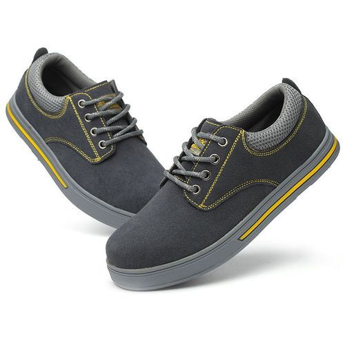 Men's Safety Shoes Steel Toe Work Boots Non-slip Sole Breathable Safety Shoes Steel Toe-Grey