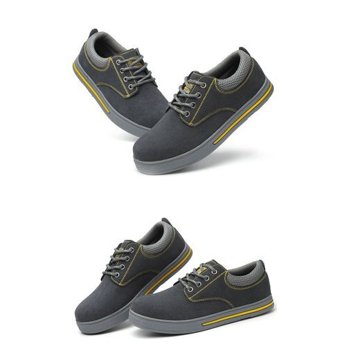 Men's Safety Shoes Steel Toe Work Boots Non-slip Sole Breathable Safety Shoes Steel Toe-Grey