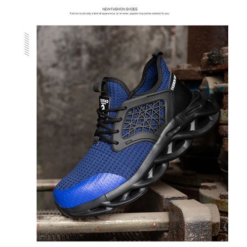 Men's Safety Shoes Steel Toe Work Boots Non-slip Sole Breathable Safety Shoes Steel Toe-Blue