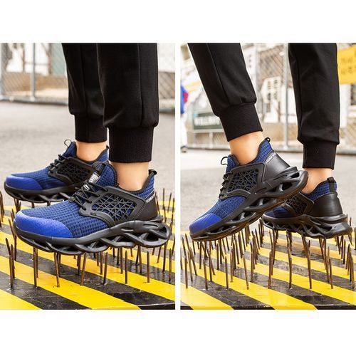 Men's Safety Shoes Steel Toe Work Boots Non-slip Sole Breathable Safety Shoes Steel Toe-Blue