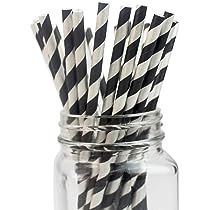 100pcs Black & White Strips Party & Events Paper Straws