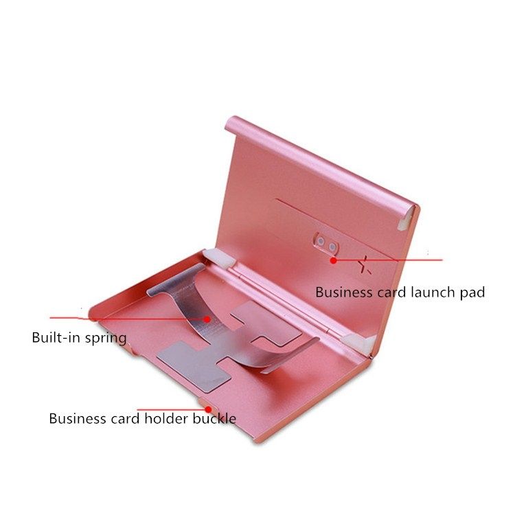 Metal Portable Push Card Case Ultra-thin Frosted Light Business Card Packing Box(Red)