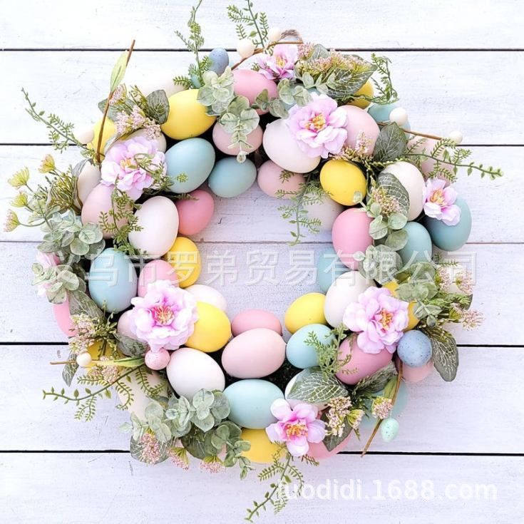 Cross-border New Easter Decoration Easter Egg Wreath Hanging