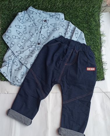 Quality 2pcs Boys Long Sleeved Shirt And Trouser & Tie Set