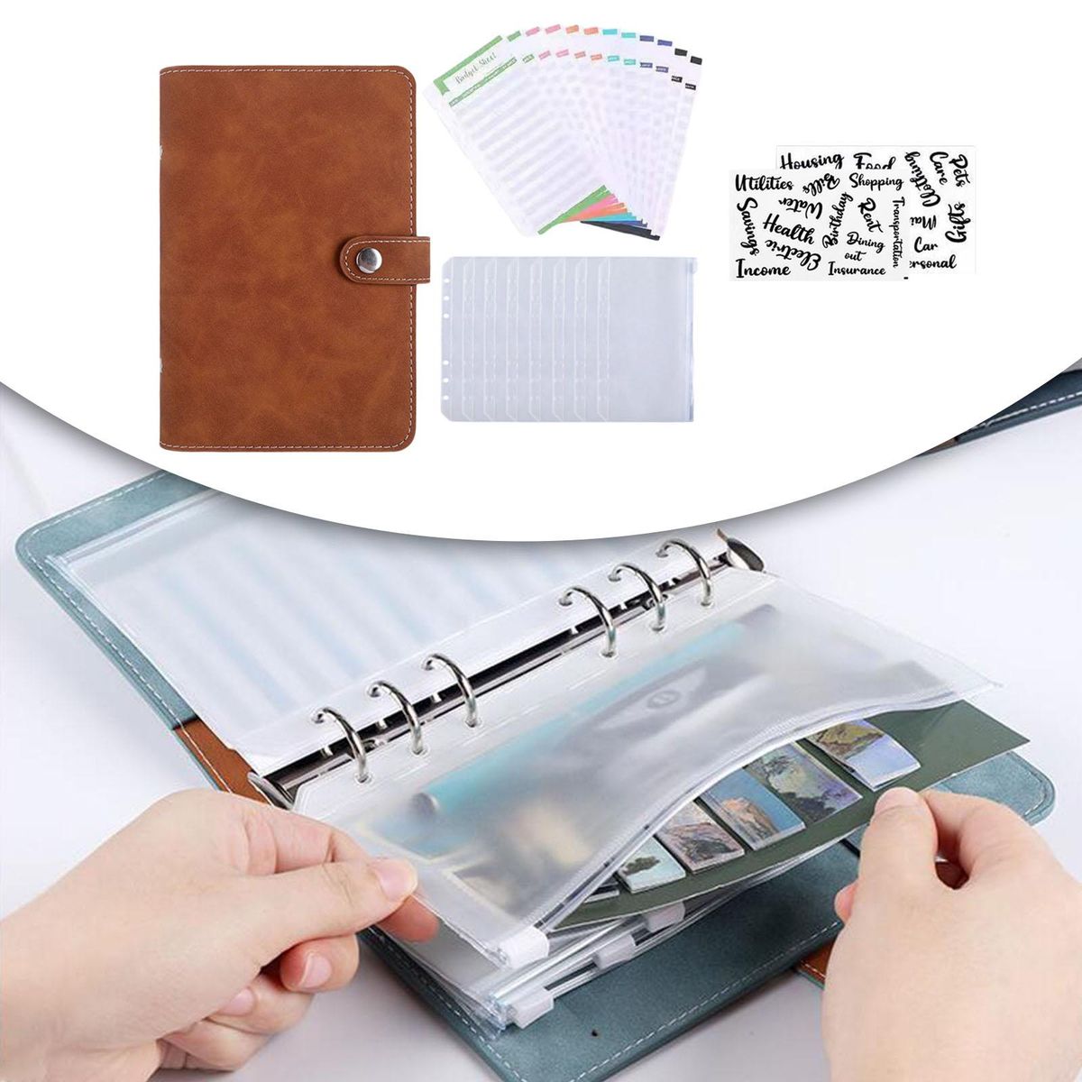 Notebook Binder Budget Planner Organizer Saving Money Organizer Brown