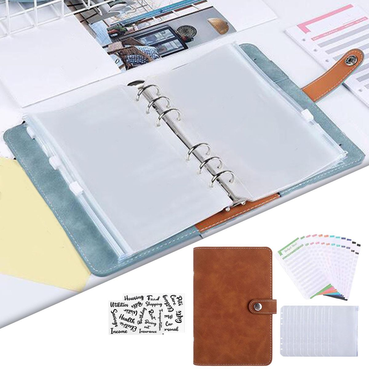 Notebook Binder Budget Planner Organizer Saving Money Organizer Brown