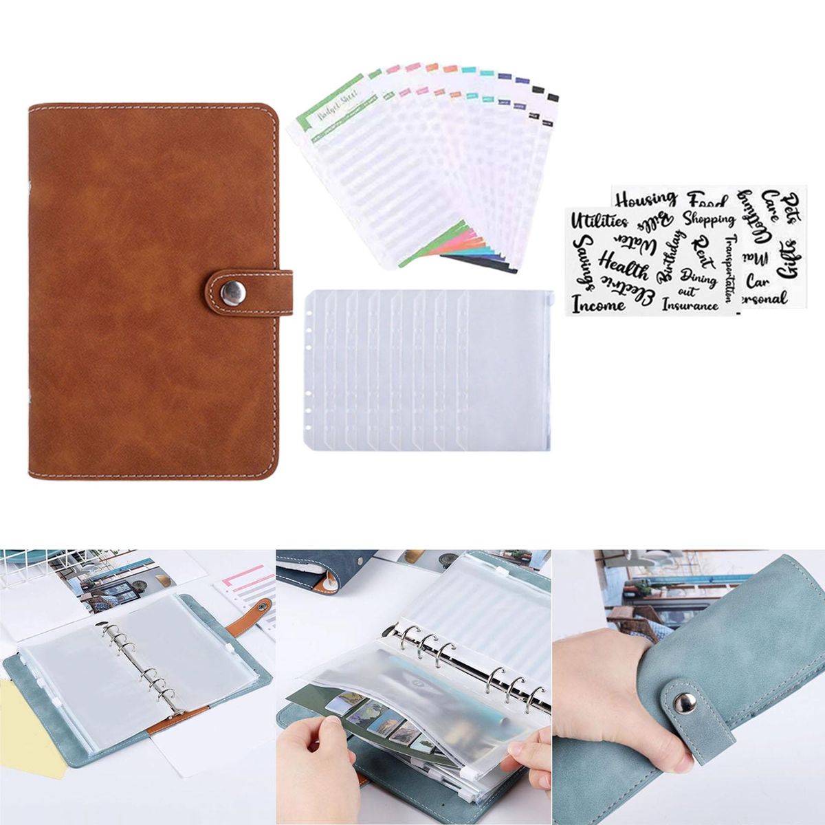 Notebook Binder Budget Planner Organizer Saving Money Organizer Brown