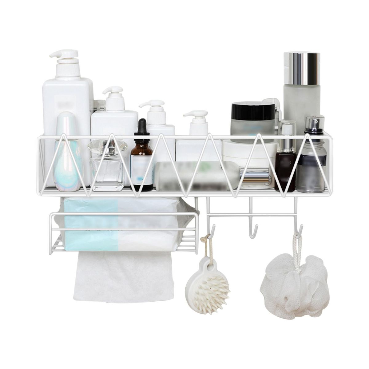 Shower Caddy With Face Towel Rack 3 Hooks Bathroom Shelf Organizer Wall Mounted Bathroom Shelf No Drilling Adhesive Shower Storage Basket Storage Rack for Toilet Dorm Kitchen