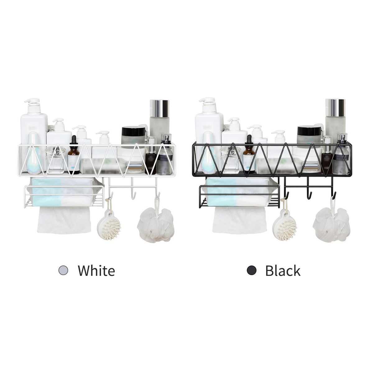Shower Caddy With Face Towel Rack 3 Hooks Bathroom Shelf Organizer Wall Mounted Bathroom Shelf No Drilling Adhesive Shower Storage Basket Storage Rack for Toilet Dorm Kitchen