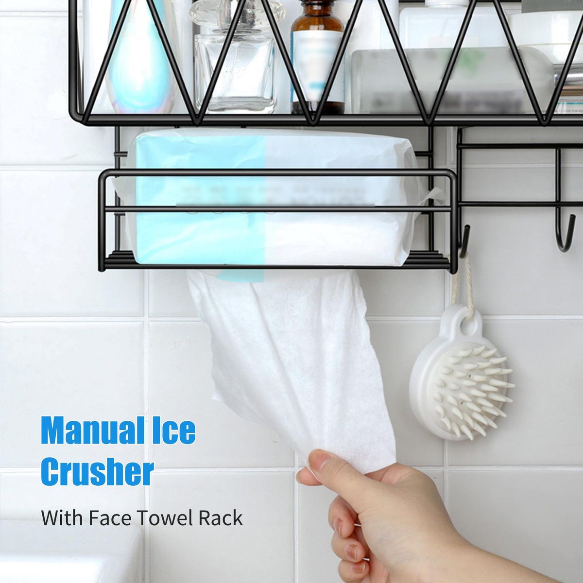 Shower Caddy With Face Towel Rack 3 Hooks Bathroom Shelf Organizer Wall Mounted Bathroom Shelf No Drilling Adhesive Shower Storage Basket Storage Rack for Toilet Dorm Kitchen
