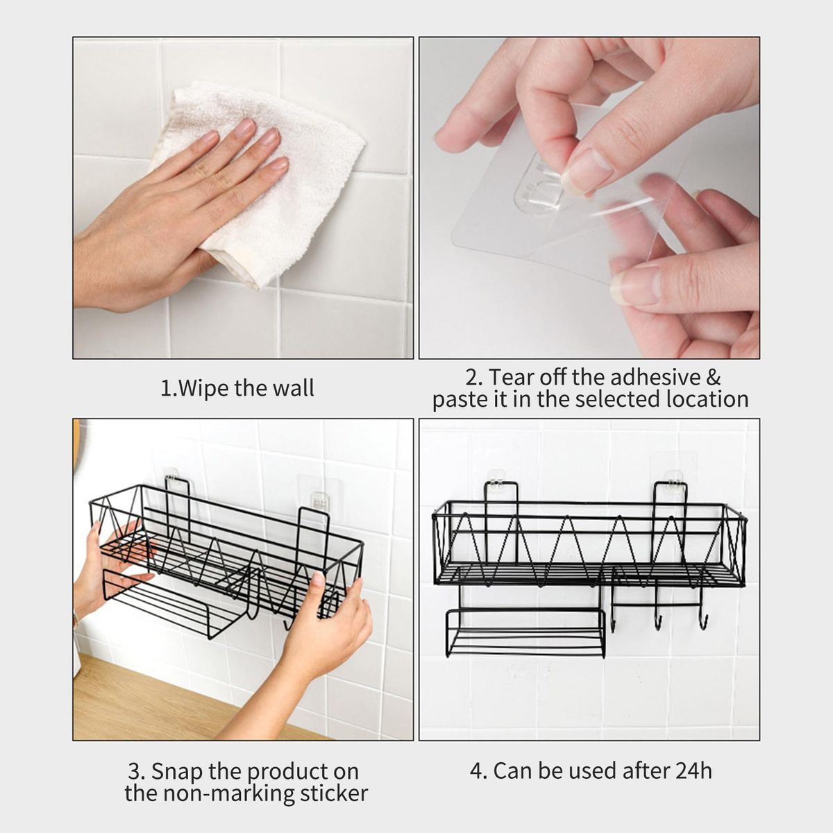 Shower Caddy With Face Towel Rack 3 Hooks Bathroom Shelf Organizer Wall Mounted Bathroom Shelf No Drilling Adhesive Shower Storage Basket Storage Rack for Toilet Dorm Kitchen