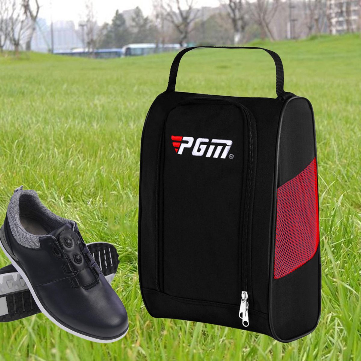 Golf Shoes Bag Sports Shoe Carrier Trunk Gift For Soccer Gym Black Red