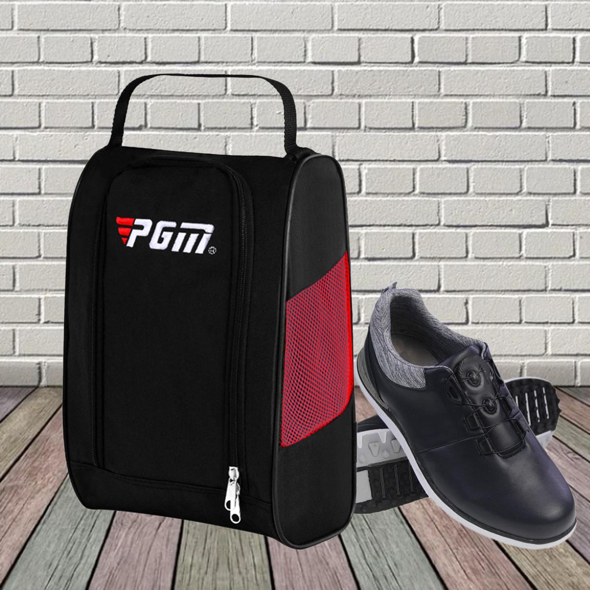 Golf Shoes Bag Sports Shoe Carrier Trunk Gift For Soccer Gym Black Red