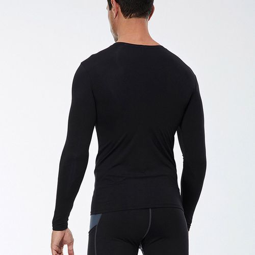 Men's Training Sports T-Shirt Fitness Compression Long Sleeve Tops（Black）