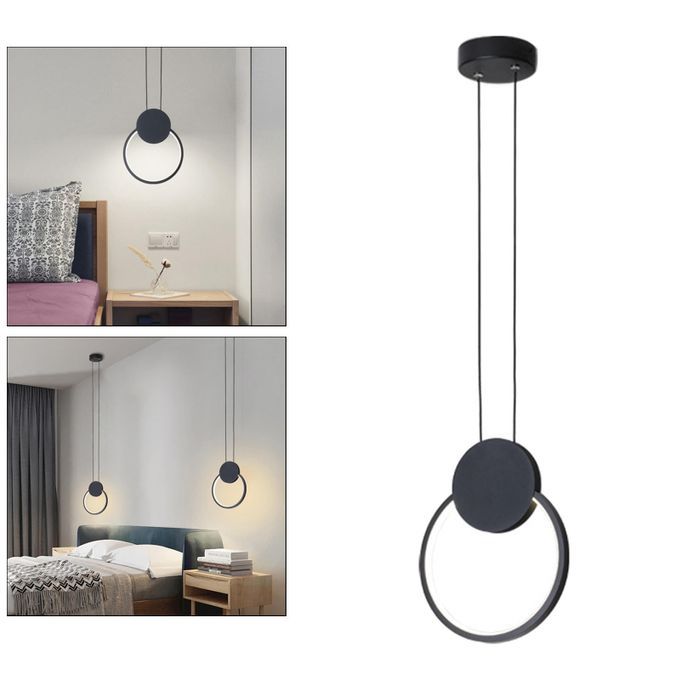 Nordic Minimalist Aluminum Pendant, Modern Bedside Light Round