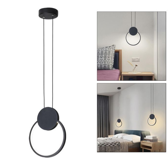 Nordic Minimalist Aluminum Pendant, Modern Bedside Light Round