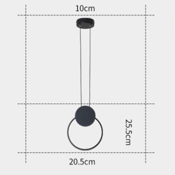 Nordic Minimalist Aluminum Pendant, Modern Bedside Light Round