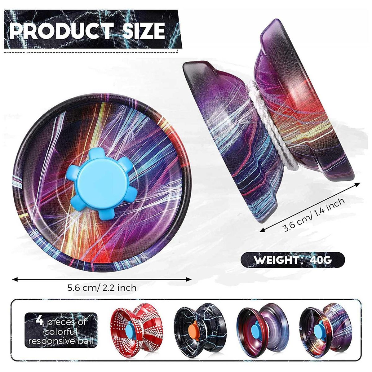5Pcs Alloy Responsive Yoyo Balls Colorful