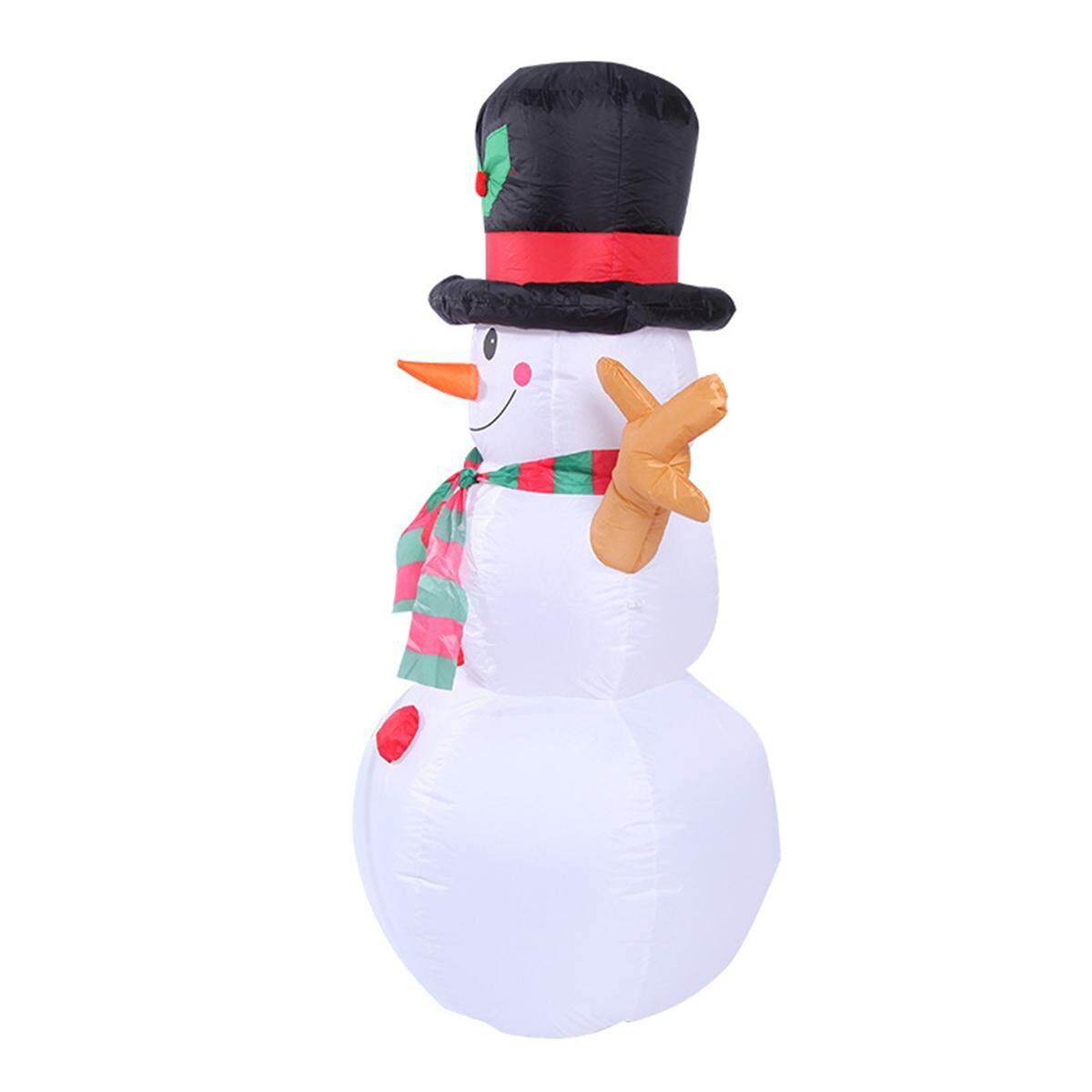 160cm LED Inflatable Snowman Christmas Indoor Outdoor Home Yard Party Decoration Large Inflatable Santa Snowman Outdoor Airblown Xmas Christmas Decoration Figure #EU Plug 220v Avocado