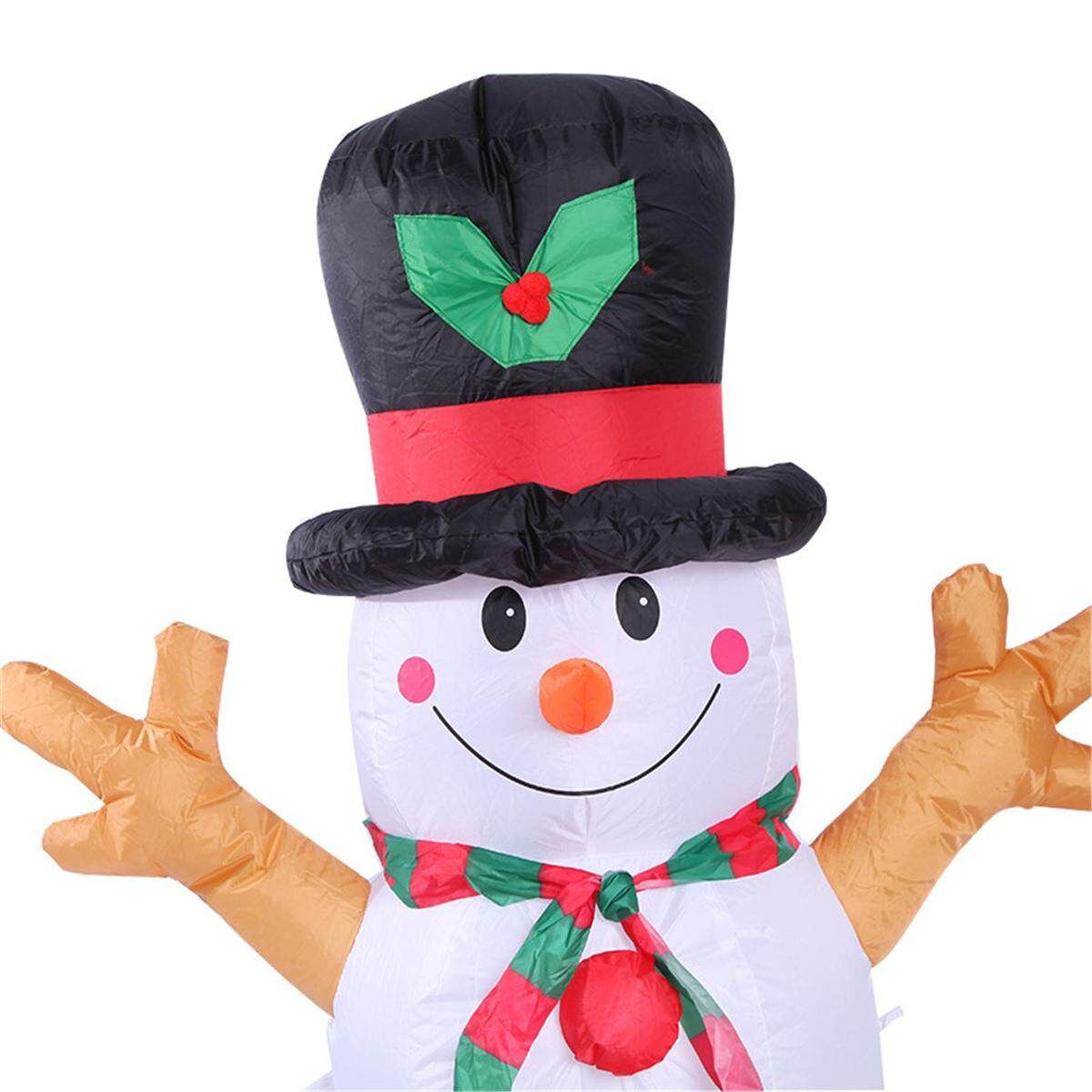 160cm LED Inflatable Snowman Christmas Indoor Outdoor Home Yard Party Decoration Large Inflatable Santa Snowman Outdoor Airblown Xmas Christmas Decoration Figure #EU Plug 220v Avocado