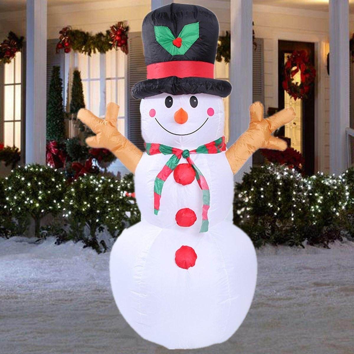 160cm LED Inflatable Snowman Christmas Indoor Outdoor Home Yard Party Decoration Large Inflatable Santa Snowman Outdoor Airblown Xmas Christmas Decoration Figure #EU Plug 220v Avocado