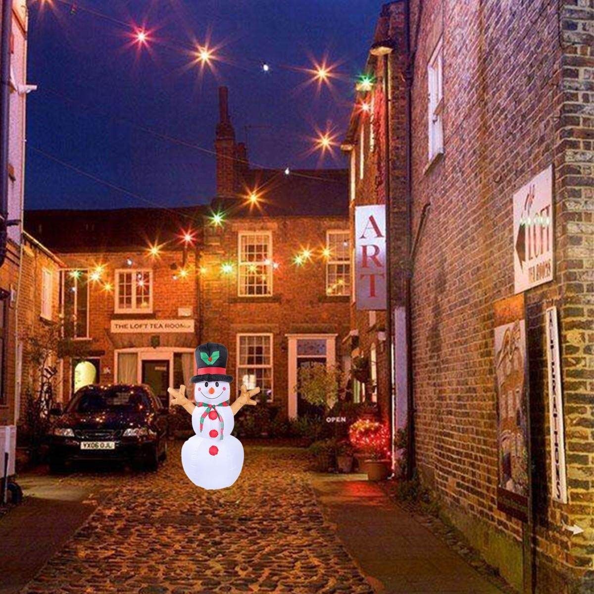 160cm LED Inflatable Snowman Christmas Indoor Outdoor Home Yard Party Decoration Large Inflatable Santa Snowman Outdoor Airblown Xmas Christmas Decoration Figure #EU Plug 220v Avocado