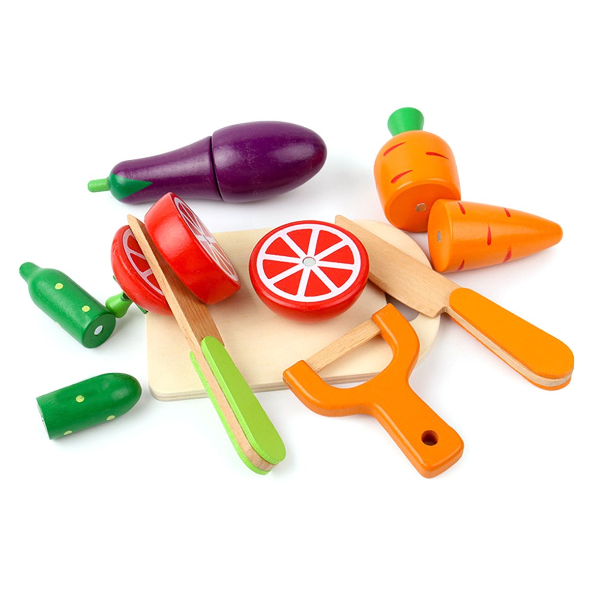 1 Set Kitchen Toy Pretend Play House Wooden Cut Vegetable Toy A