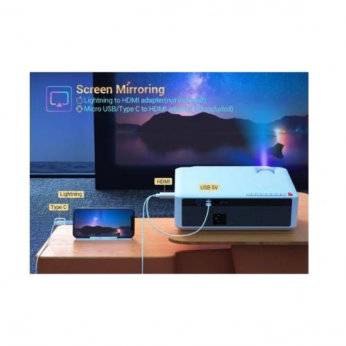 6500 Lumens 4K IOS/Android Native 1080P Full HD 5G Wi-Fi, Screen Mirroring Projector