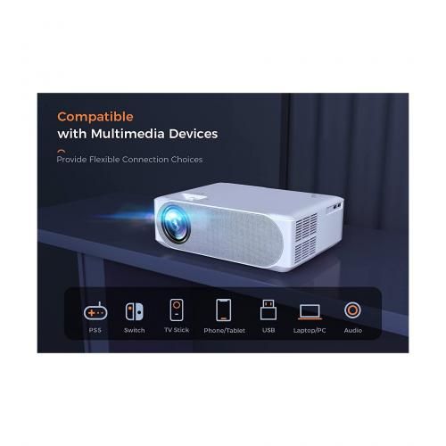 6500 Lumens 4K IOS/Android Native 1080P Full HD 5G Wi-Fi, Screen Mirroring Projector