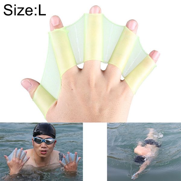 Swimming Web Fins Hand Flippers Training Gloves, L