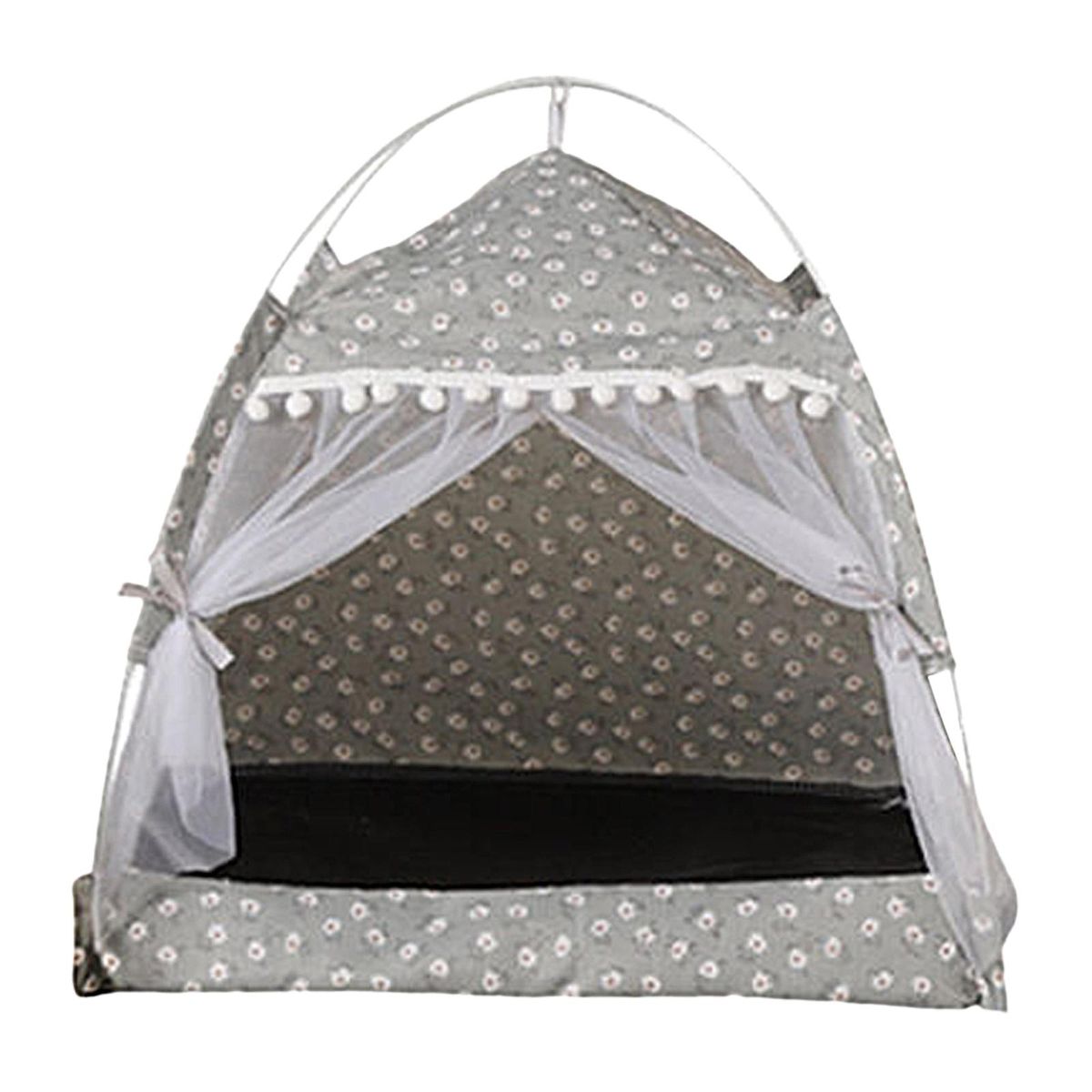 Fleece Pet Tent, Convertible Canopy Bed, Velvet , For XL Gray